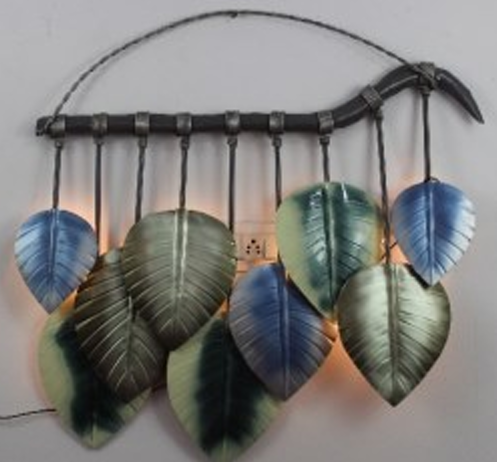 Handcrafted Leaf Frame with LED lights Steel Wall Decor Art