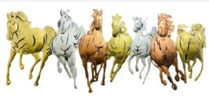 Handcrafted Seven Horses Frame with LED lights Steel Wall Decor Art