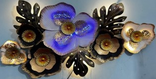 Handcrafted Abstract Petals Frame with LED lights Steel Wall Decor Art