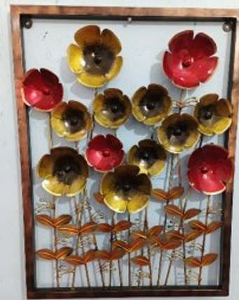 Handcrafted Abstract Flower Frame Steel Wall Decor Art