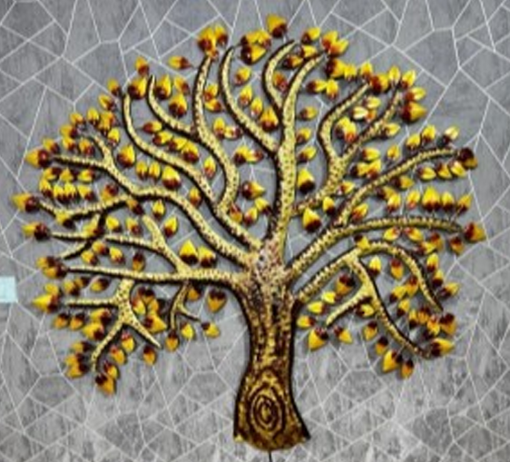 Handcrafted Golden Tree Frame with LED lights Steel Wall Decor Art