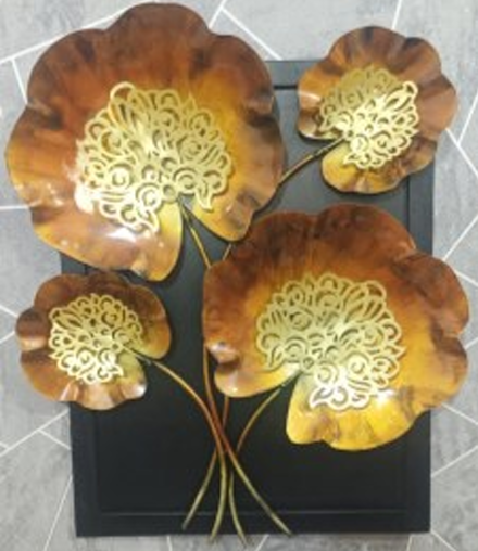 Handcrafted Golden Abstract Petals Frame Steel Wall Decor Art