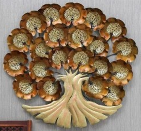 Handcrafted Gold Tree Frame with LED lights Steel Wall Decor Art