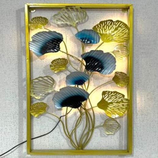 Handcrafted Abstract Petals Frame with LED lights Steel Wall Decor Art