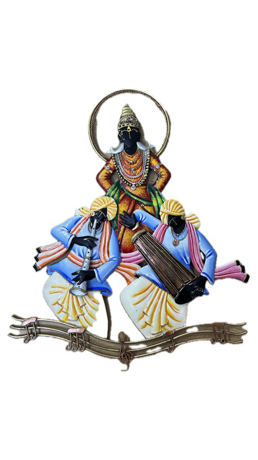 Handcrafted Vitthal Multicolor Steel Wall Art Sculpture