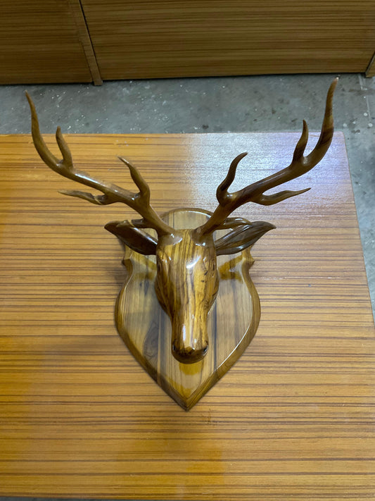 Deer Face Handcrafted Teak Wood Wall Art Sculpture