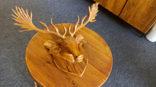 Deer Face Handcrafted Teak Wood Wall Art Sculpture