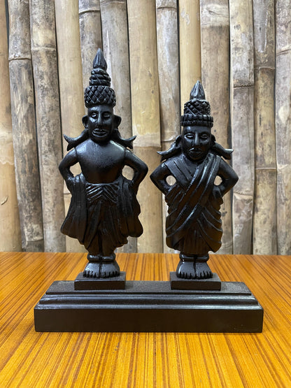 Vitthal Rukmini Handcrafted Teak Wood Table Decor Sculpture
