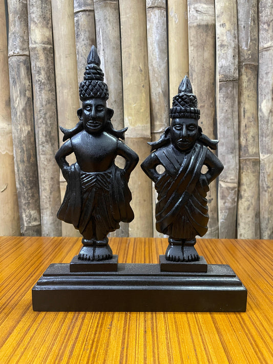 Vitthal Rukmini Handcrafted Teak Wood Table Decor Sculpture