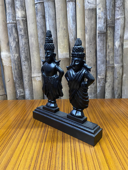 Vitthal Rukmini Handcrafted Teak Wood Table Decor Sculpture