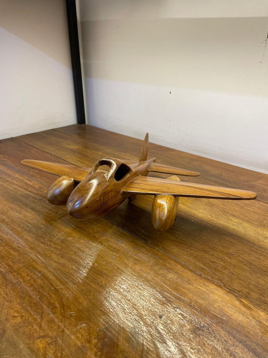 Airplane Handcrafted Teak Wood Table Decor Sculpture