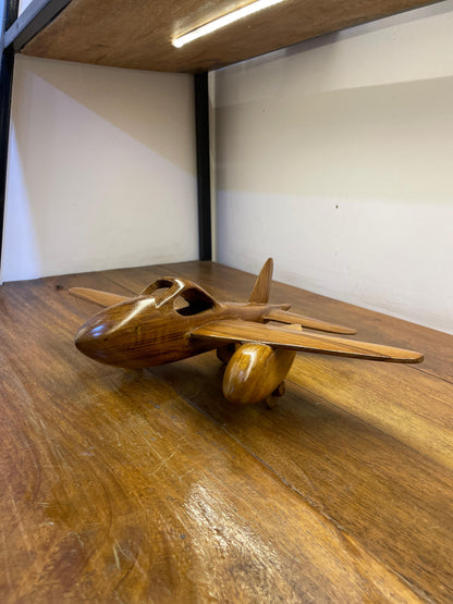 Airplane Handcrafted Teak Wood Table Decor Sculpture