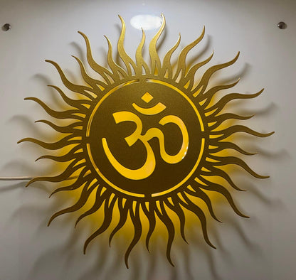 Om CNC Steel Wall Art Sculpture with LED Light