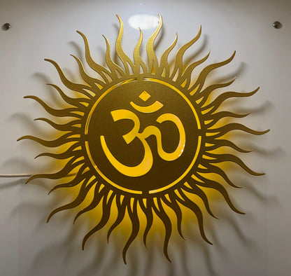Om CNC Steel Wall Art Sculpture with LED Light