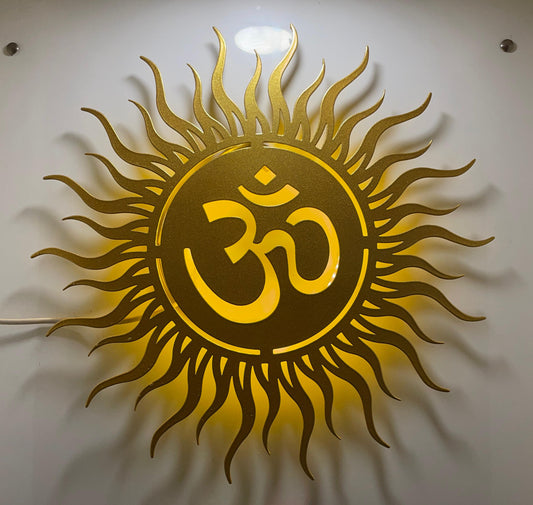 Om CNC Steel Wall Art Sculpture with LED Light