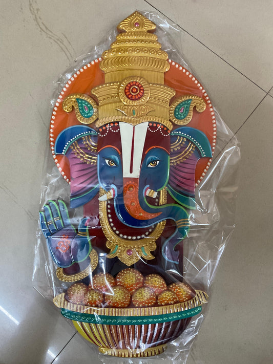 Ganesh Wooden Handcrafted Wall Art Sculpture