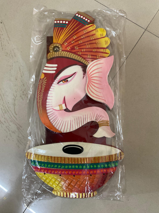 Tabla Ganesh Wooden Handcrafted Wall Art Sculpture