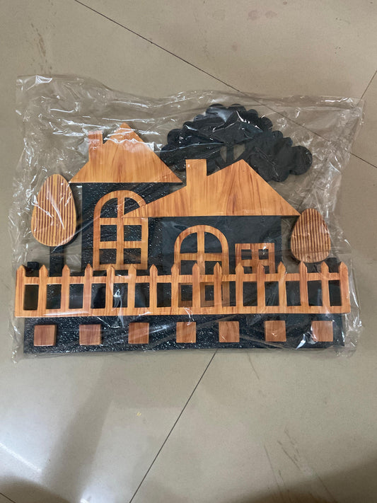 House Key Holder Wooden Handcrafted Wall Art Sculpture