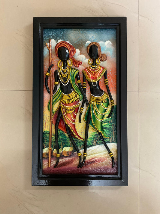 Tribal Lady Wooden Handcrafted Wall Art Sculpture