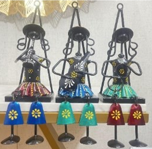 Handcrafted Set of 03 Musician Hanging Black Color Steel Decor Sculpture