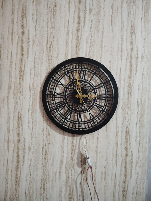 Roman Numeral CNC Steel Wall Clock with LED Light
