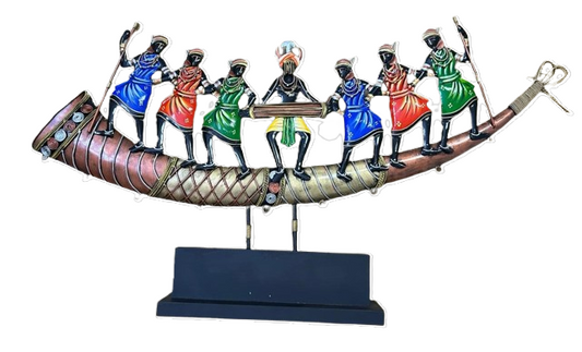 Handcrafted 07 Figures Adivasi Dance on Tutari Steel Table Decor Sculpture