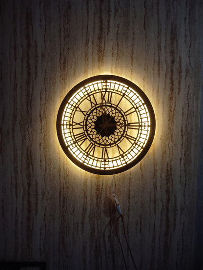 Roman Numeral CNC Steel Wall Clock with LED Light