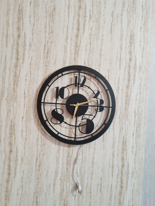 Modern Numeric CNC Steel Wall Clock With LED Light