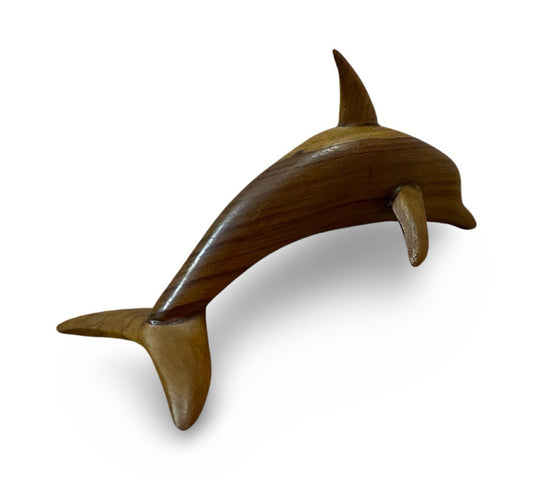 Handcrafted Teak Wood Dolphin Sculpture