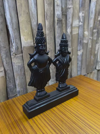 Vitthal Rukmini Handcrafted Teak Wood Table Decor Sculpture